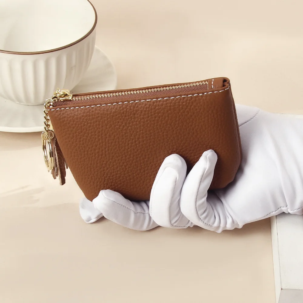 Women Clutch Coin Purse Simple Leather Short Wallet Key Card Coin Earphone Holder Organizer Bags Zipper Money Pouch for Girls
