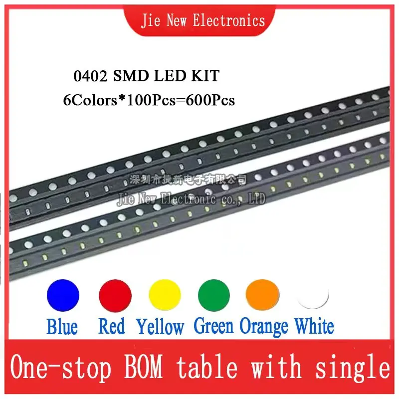 JXDZXL 5730 5050 3528 1206 0805 0603 0402 Комплект светодиодных диодов SMD Белый Красный Синий Зеленый Желтый Оранжевый 600 ШТ = 6 цветов x 100 ШТ. (art.: 3920d32efd33c) - 3920d32efd33c