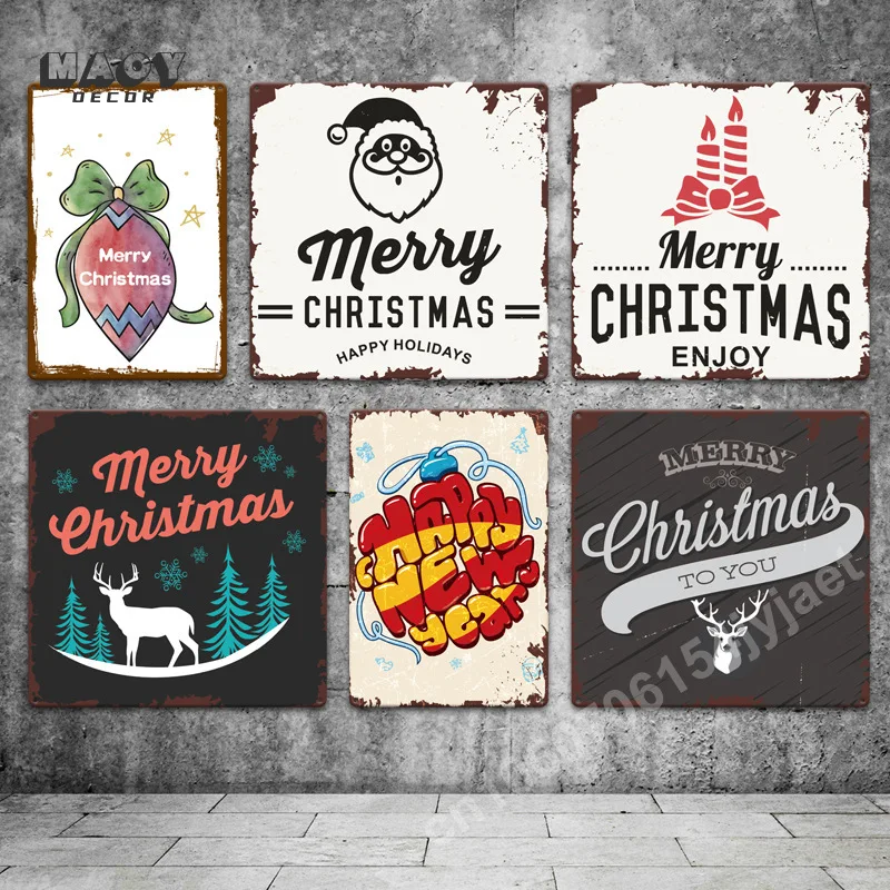 

Christmas Santa Claus Metal Tin Sign Poster Print Plaque Room Bar Door Plate Art Wall Decor Home Cinema Club Festival Decoration
