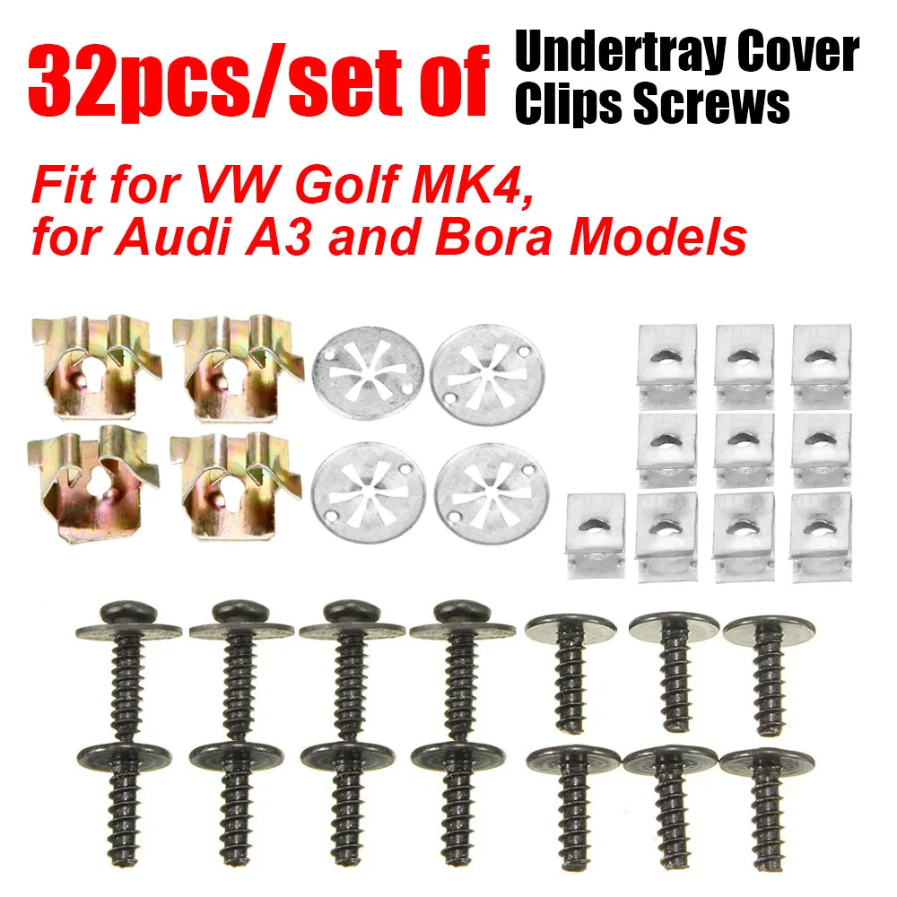 

32pcs/set of Undertray Cover Clips Screws For VW For GOLF For M K4 For B O R A