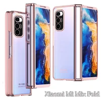 for xiaomi mi mix fold hinge case plating transparent flip phone case for mi mix fold m2011j18c electroplated clear phone cover