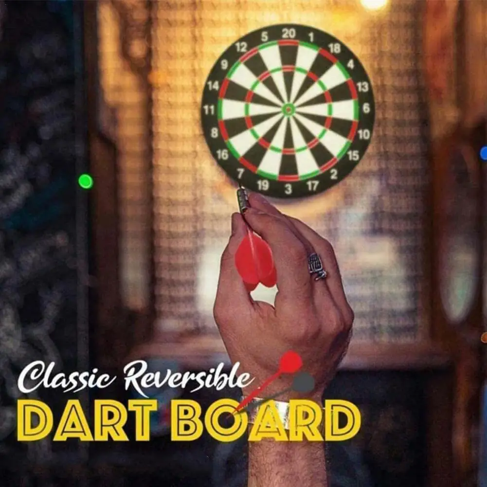 

Portable Double Sided Dart Board Hanging Dart Bulleye Target Game Board Target Dart Safety Kids Adults Toys with 6 Darts Needle