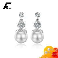 fashion pearl earrings silver 925 jewelry with zircon gemstone drop earrings accessories for women wedding engagement party gift