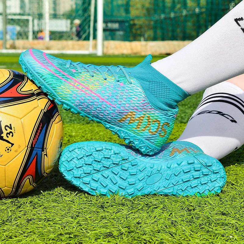 Long Spikes Outdoor Soccer Traing Boots For Men Women Soccer  Child Shoes High Ankle Football Shoes Hot Sale Mens Soccer Cleats