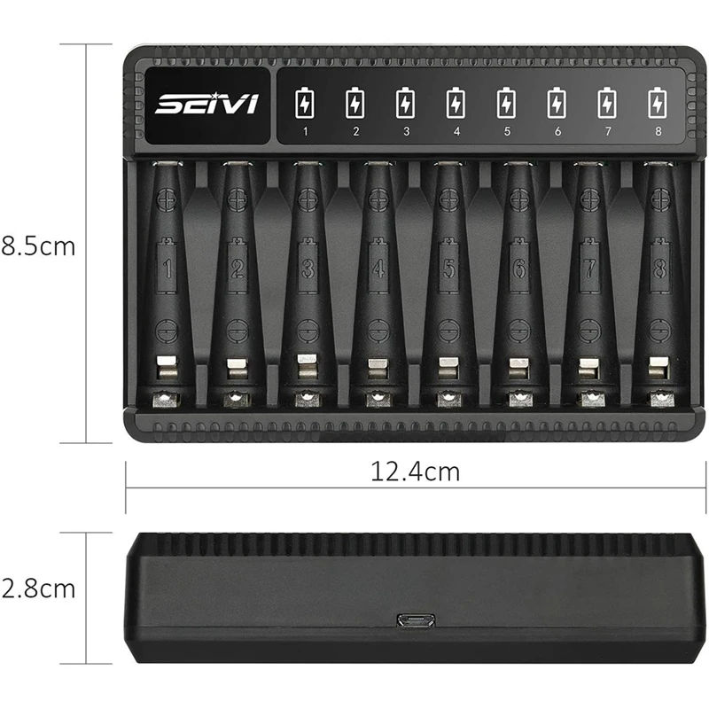 SEIVI 8-местное индивидуальное зарядное устройство AA AAA (высокоскоростная зарядка