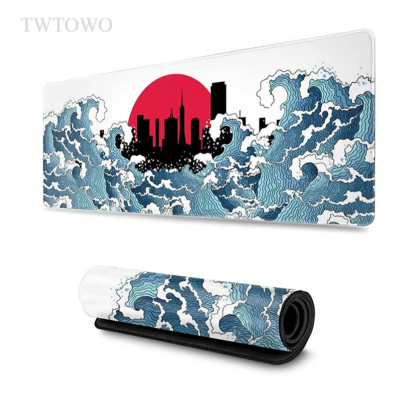 

Japanese Style City Great Waves Mouse Pad Gamer XL Computer New Mousepad XXL MousePads Natural Rubber Carpet Computer Table Mat