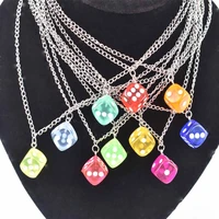 fashion wholesale transparent dice resin pendant necklace chain chokers necklace for womenmen gift