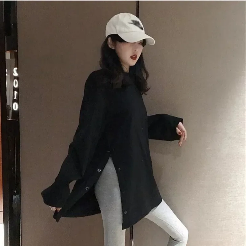 Женский однобортный Топ средней длины с Боковым Разрезом весенне-осенние