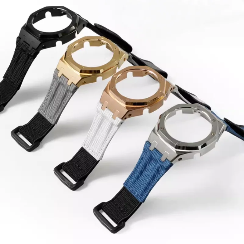 Комплект для модификации GA-2100 GM-2100 для Casioak G-shock GA2100 GA2110 GBM2100 GMA-S2100: эластичный нейлоновый ремешок и стальной корпус, аксессуары (art.: 3920d89647ae5) - 3920d89647ae5
