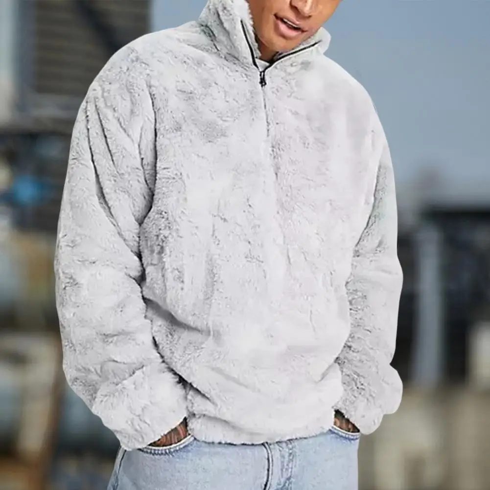 

Осенний свитшот на молнии, мужской осенний свитшот с длинными рукавами, однотонный Повседневный зимний свитшот с защитой шеи