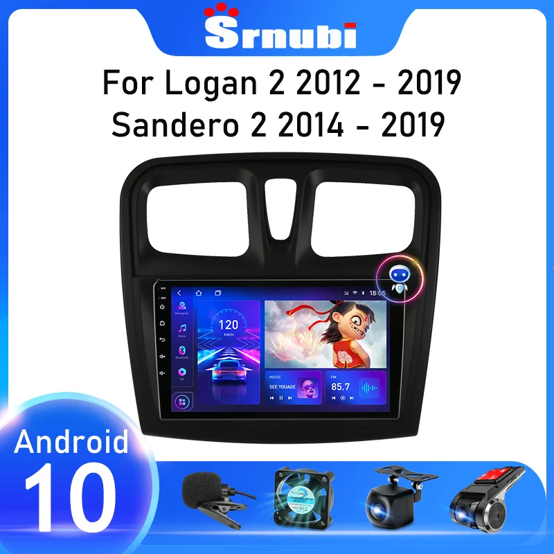 $98.54 Srnubi Android 10 Car Radio Multimedia Video Player for Renault Logan 2 Sandero 2 2012 - 2019 2 Din GPS Navigation Stereo DVD