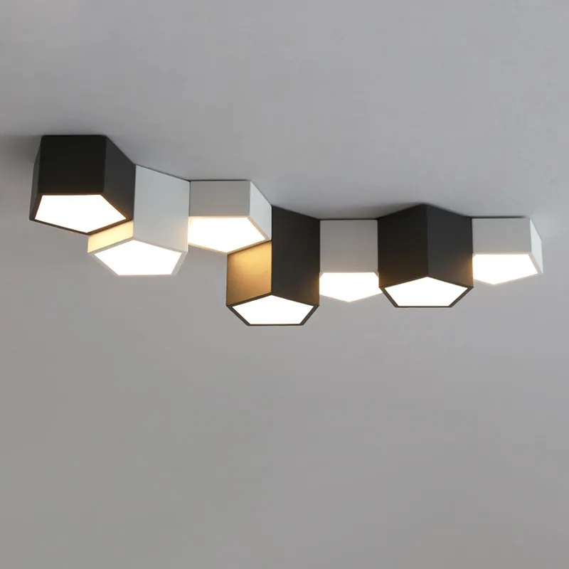 

Современная простая светодиодная люстра в форме Куба с регулируемой яркостью, Светодиодная потолочная люстра для гостиной, белая, черная, железная люстра для спальни, светодиодная лампа