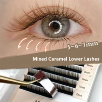 hot new makeup tools soft lightweight curl caramel colour lash extension false eyelashes lower eyelashes