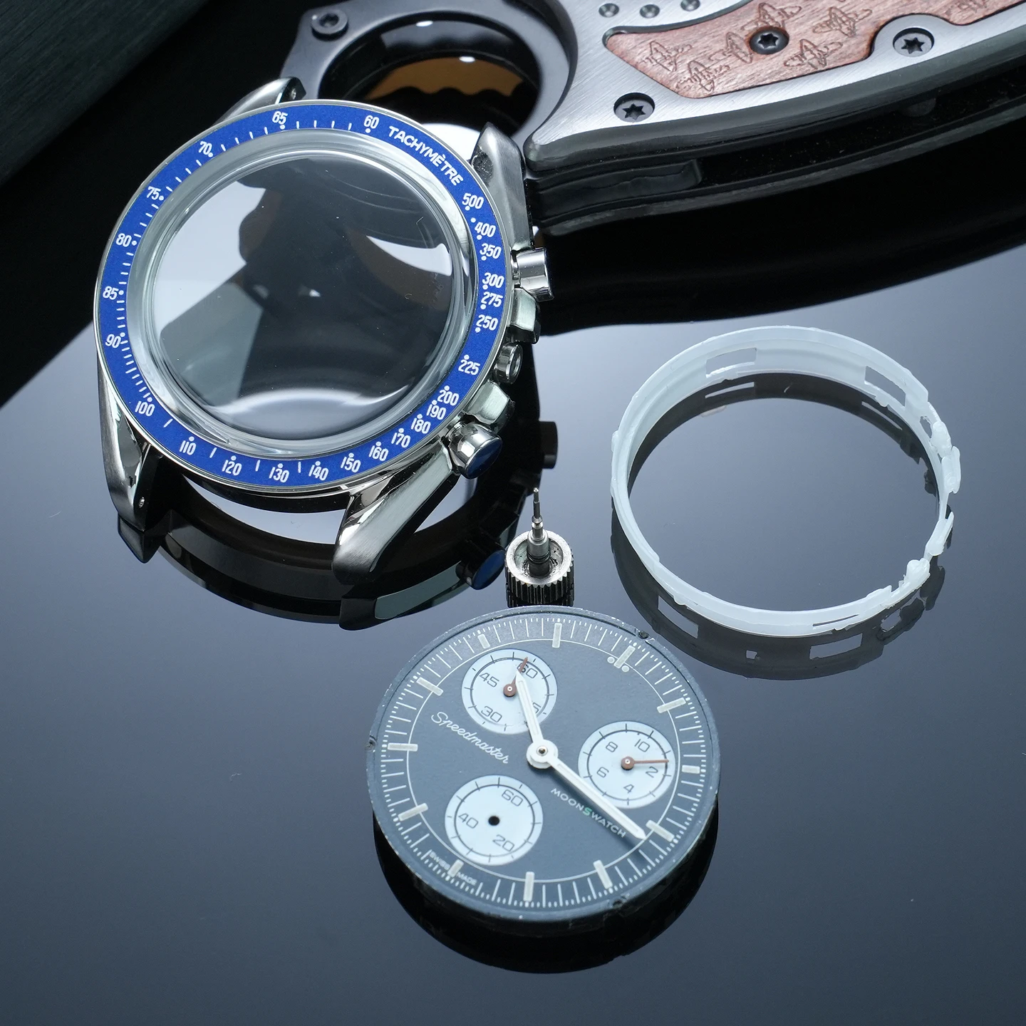 Фото Корпус для часов из нержавеющей стали: аксессуар в стиле Speedmaster для часов Swatch x Omega Planet Planet Series №1