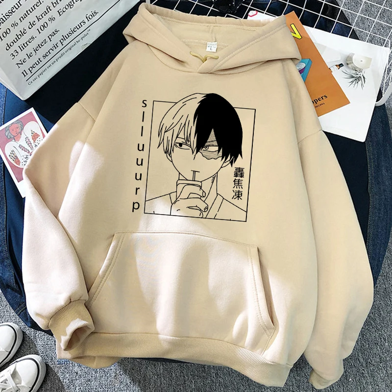 Japanese Fashion Anime Hoodie My Hero Academia Graphic Men Harajuku Oversized Sweatshirt Streetwear Cotton  Regular Mens Tops