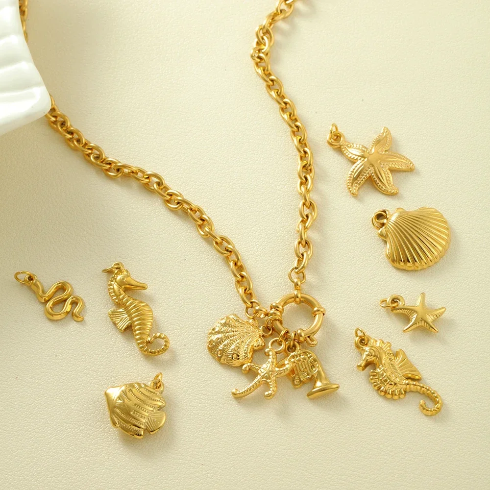 Позолоченное женское колье из нержавеющей стали OT-цепочка DIY Ocean Series кулон в виде