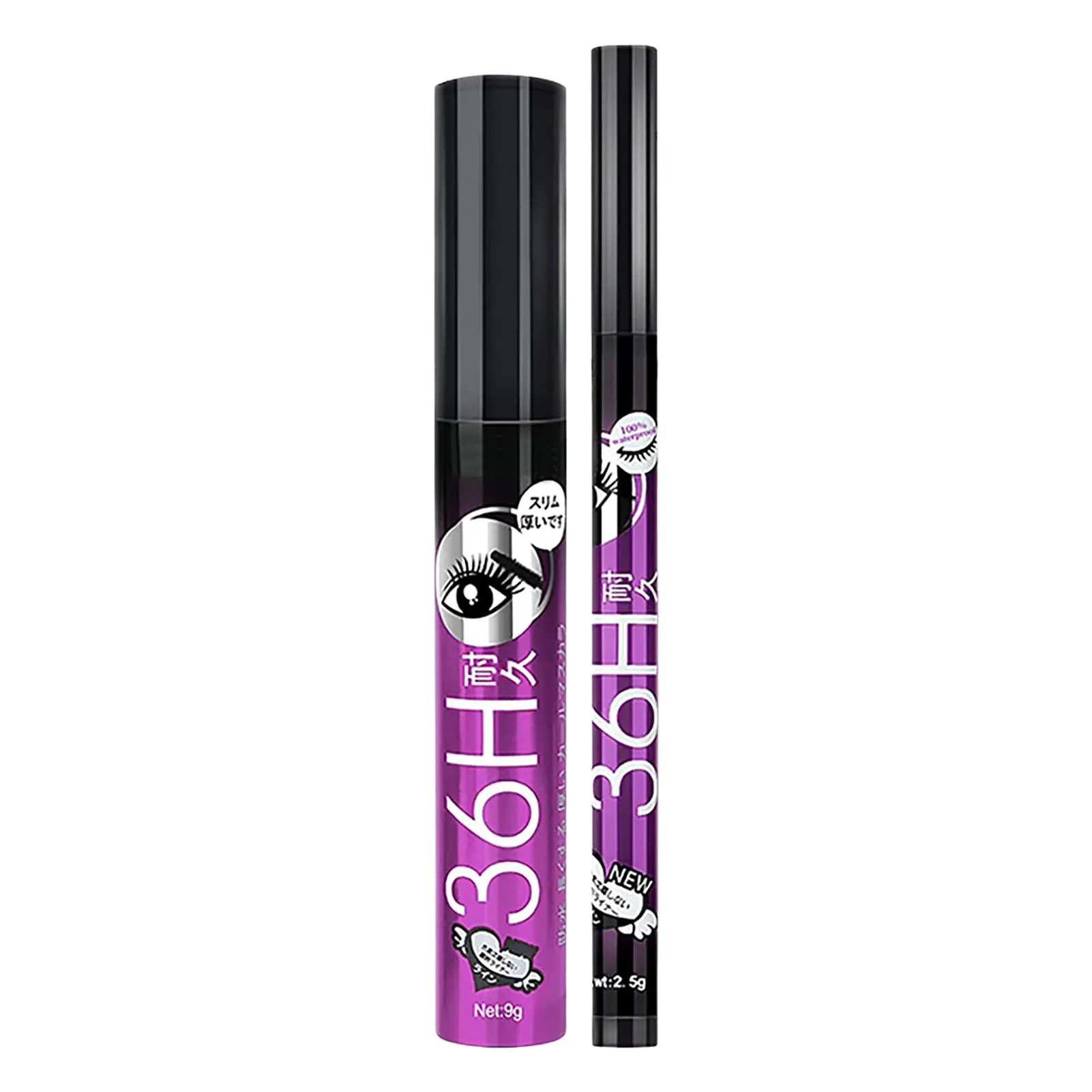 

4D Fiber Mascara & Eyeliner Set 2 In 1 Mascara Eyeliner Pencil 36H Long-lasting Smudge-Proof Liquid Eyeliner Pencil Mascara