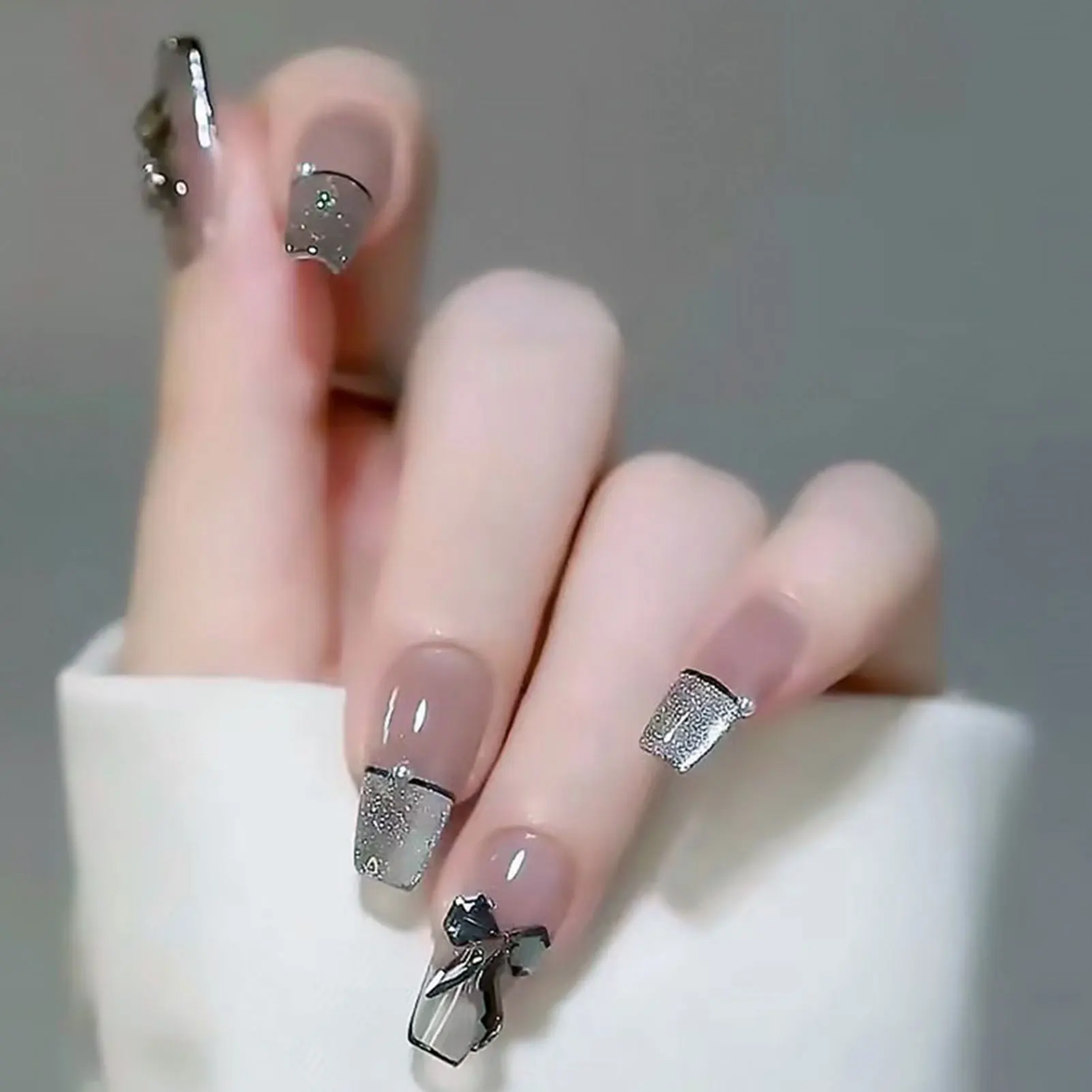 

24pcs Nail Art Full Cover Artificial Puree Lust Wind False Nail Ballerina Press on Nails Reusable Manicure False Nails