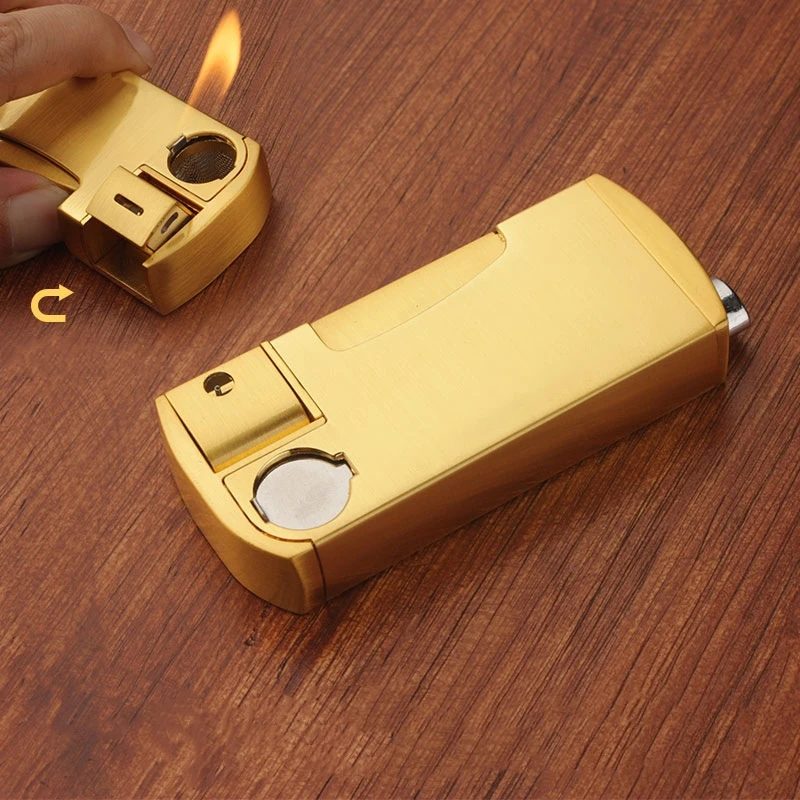 

One-piece Pipe Butane Gas Lighter Creative Retro Side Mechanical Press Ignition Oblique Flame Metal Lighter Tool Gift for Men