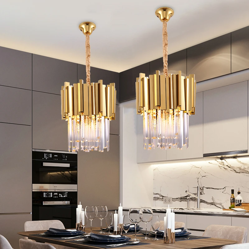 Nordic Luxury Crystal LED Chandelier lustres lighting Chain Loft chandelier For Dining Room Kitchen Island Bedroom Light Fixture | Лампы и