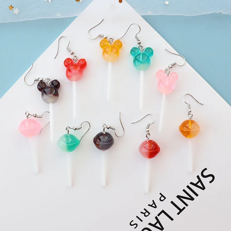 

Ovxxons 1 Pair Japanese Cute Personality Gradient Lollipop Earrings Candy Color Net Red Popular Ear Hook Earrings Jewelry