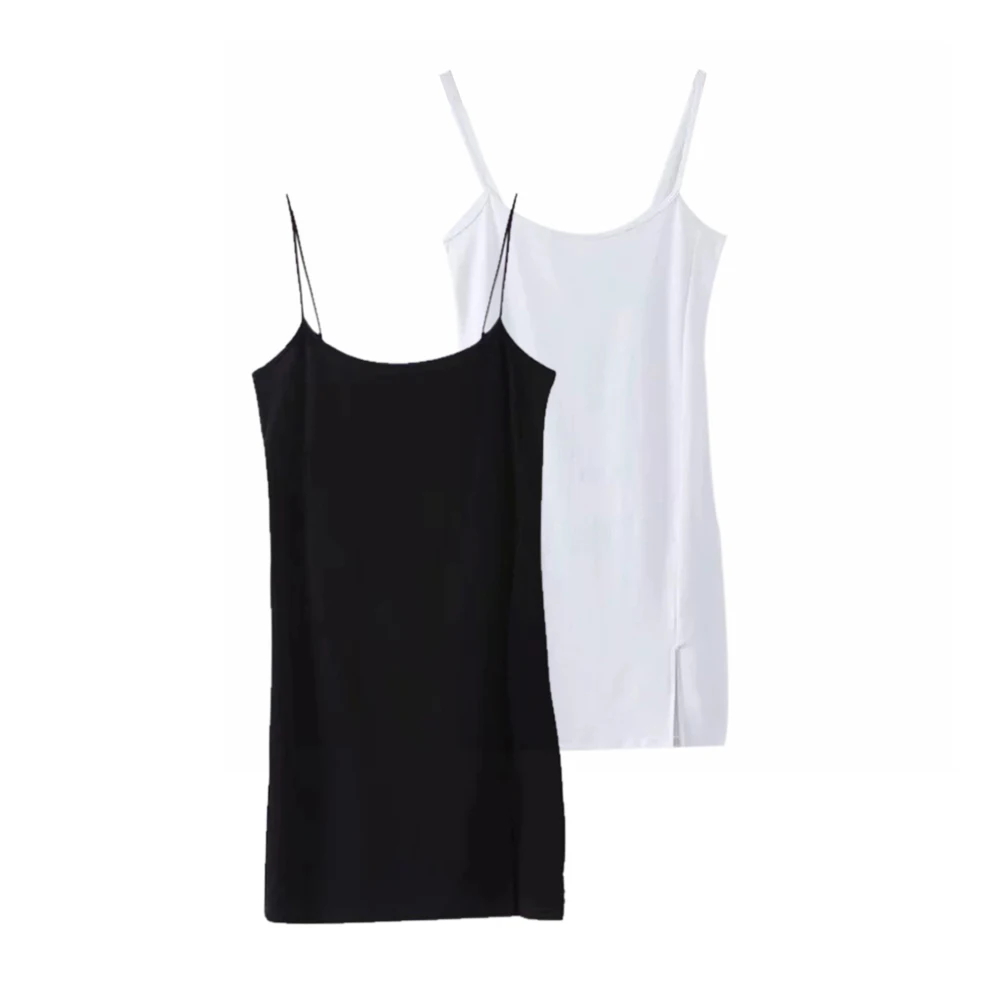

Женская пикантная майка с квадратным вырезом, женское удобное однотонное летнее платье-жилет, новинка для отдыха, ночнушки без рукавов, чер...