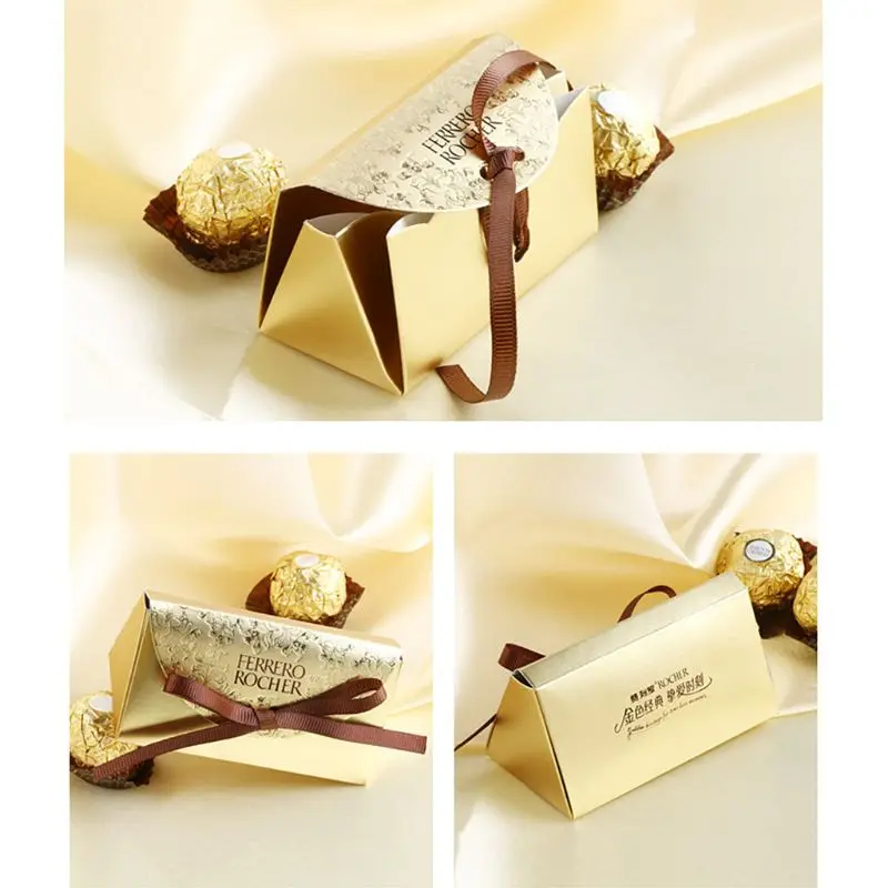 

20 Pieces Chocolate Packaging Boxes with Bow-knot Ribbon Exquisite Chocolate Take Out Container Wedding Favors Supplies