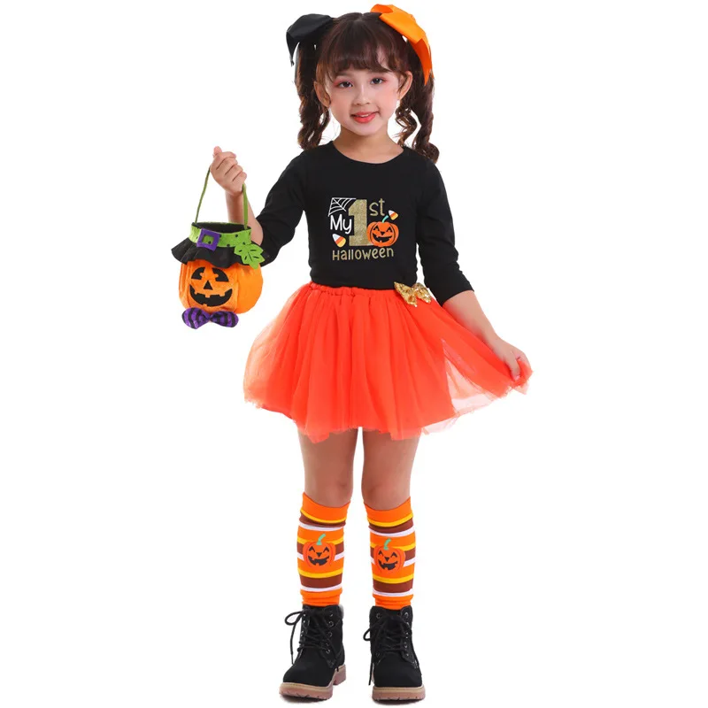 

Halloween Pumpkin Elf Cosplay Costumes For Children's