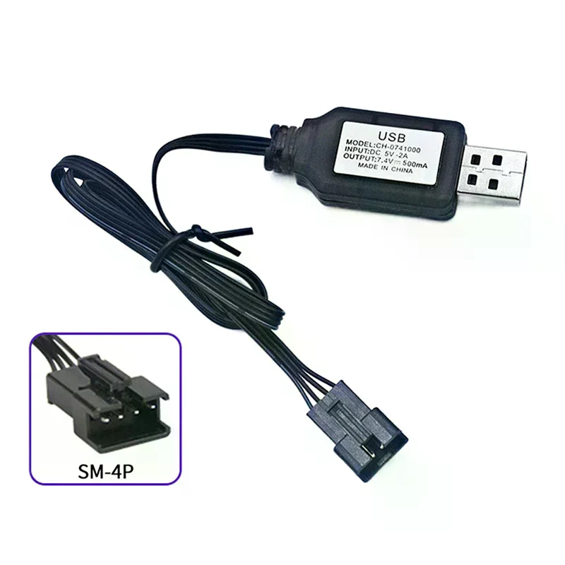 Фото Зарядное устройство USB 7.4V SM-4P для аккумуляторов DE36W, DE65, HM202, EC08, EC16, M416 для радиоуправляемых машин (1 шт.) №2