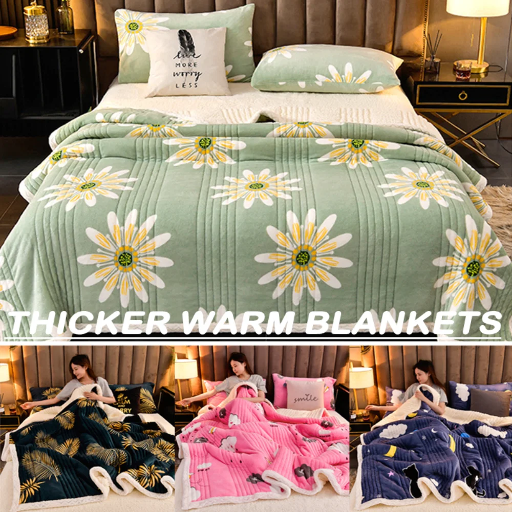 

Толстое Зимнее Одеяло с принтом, плюшевое мягкое и удобное одеяло для сна, дивана, роскошное двойное покрывало, постельное белье можно стирать в машине