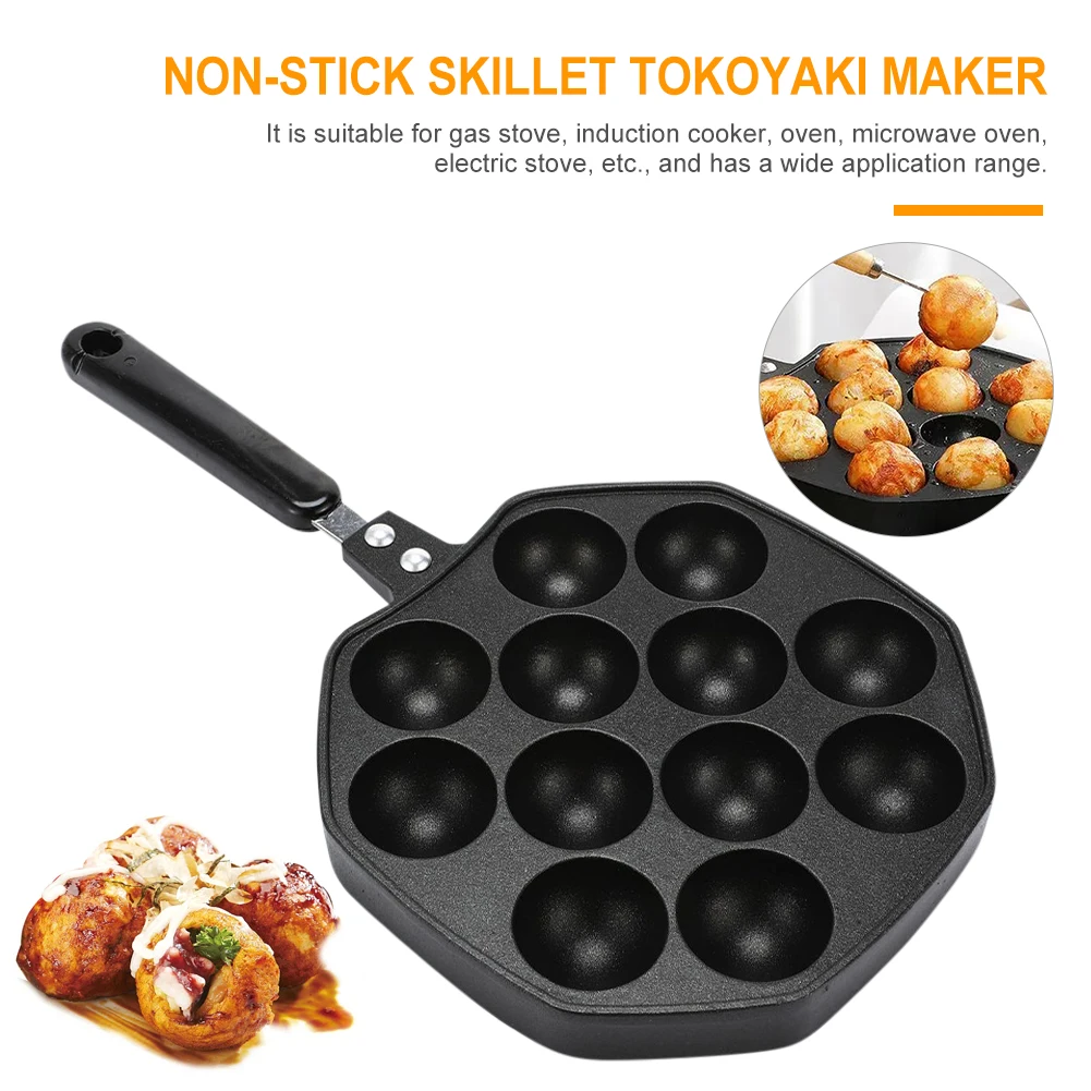 

Tokoyaki Pan Non-Stick Skillet Tokoyaki Maker 12 Molds Aluminum Alloy Japanese Octopus Ball Maker Baking Pan Home Kitchen Tools