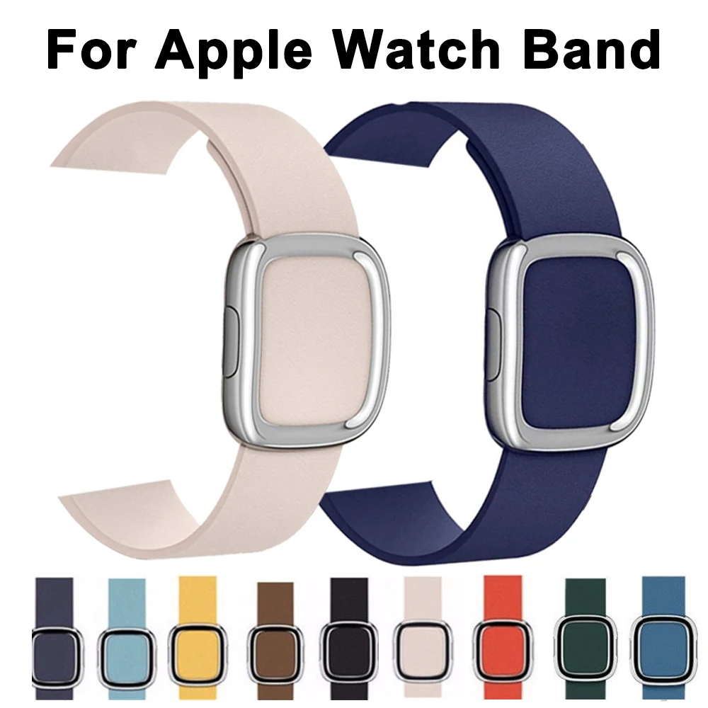 

Ремешок кожаный для Apple Watch 7 Band Series 7 6 se 5 4 3 45 мм, спортивный браслет для iwatch 44 мм 40 мм, 41 мм