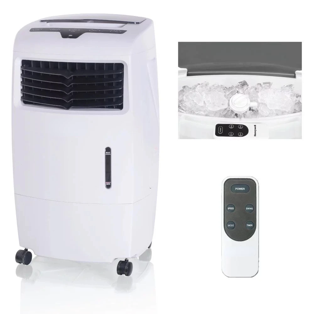 

Portable Evaporative Cooler, Fan and Humidifier with Ice Compartment and Remote, CL25AE, White
