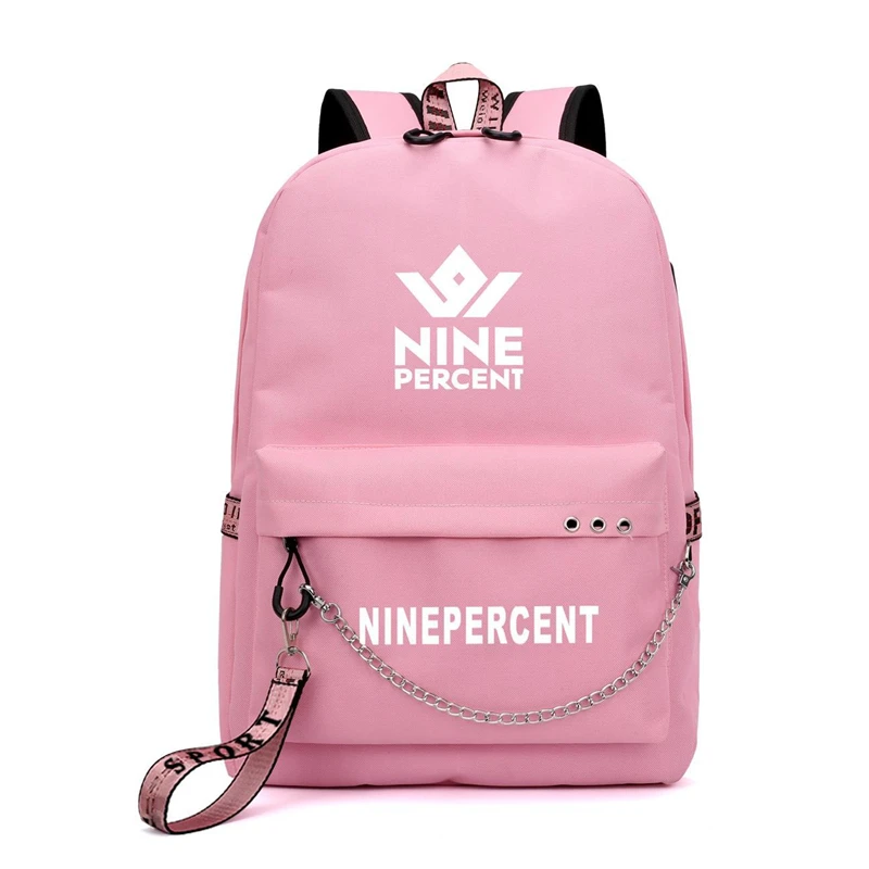 Nine Percent IKun Stars Fans USB Backpack School Bags Mochila Travel Laptop Chain Headphone Port