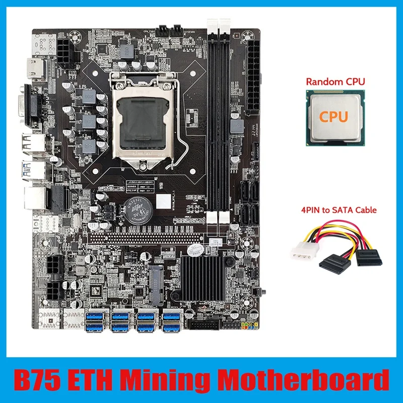 Материнская плата B75 ETH 8XPCIE USB адаптер + ЦП 4-контактный кабель SATA LGA1155 MSATA DDR3 Майнер