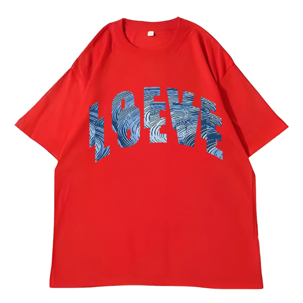 LOEVE Брендовая Хлопковая Футболка Унисекс С Круглым Вырезом И Принтом Модный