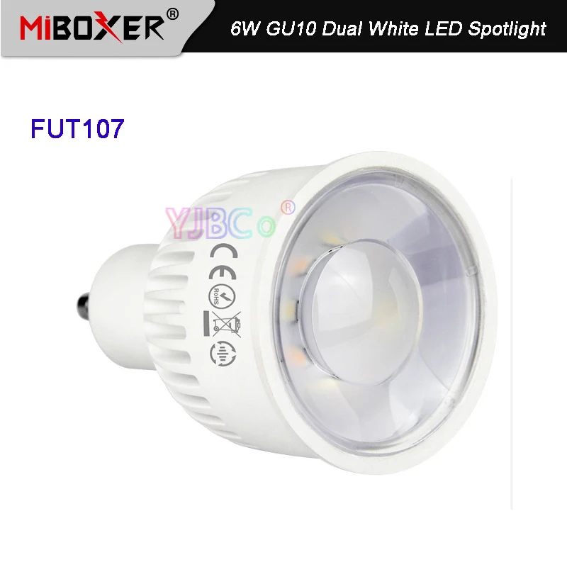 Miboxer Dual White 6W GU10 LED Spotlight FUT107 Dimmable Color temperature led Bulb lamp for Bedroom Restaurant Cook room light