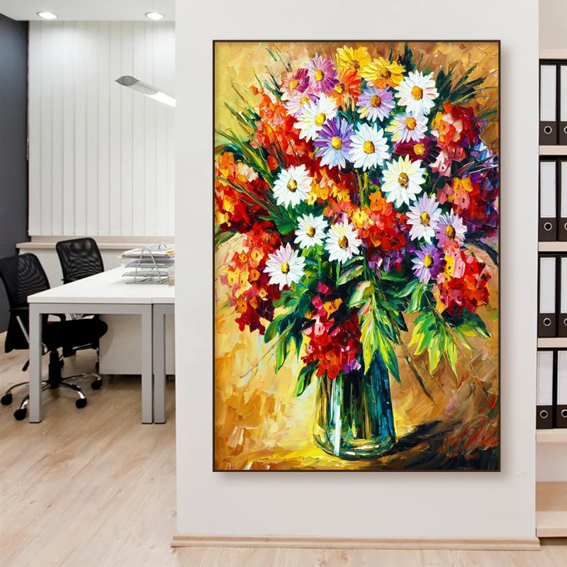 

Hand-painted Oil Painting Living Room Decorative Painting Minimalist Abstract Art Flower Hanging Painting On Canvas Frameless