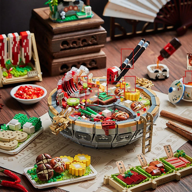 LOZ Sichuan горячий горшок микро строительные блоки 3D Пищевая Модель Чэнду чай гриб Кукуруза говядина сборные мини кирпичи игрушка для детей подарок