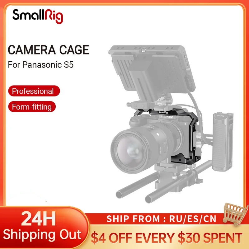 SmallRig DSLR Cage for Panasonic S5 Camera With Cold Shoe Mount+Nato Rail+1/4