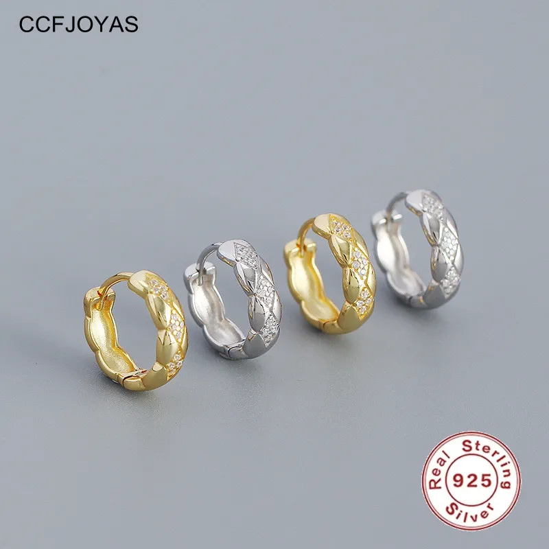 

CCFJOYAS High Quality 925 Sterling Silver Hoop Earrings for Women 10mm Round Circle CZ Earrings Fine Wedding Party Jewelry Gift