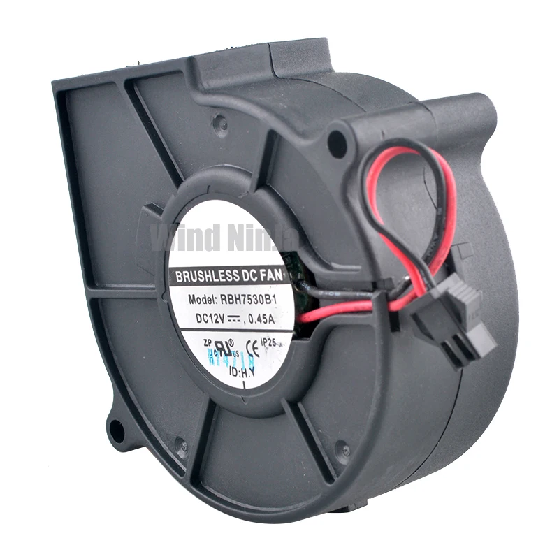RBH7530B1 7 5 см 75 мм вентилятор 75x75x30 DC12V 0 45A 2pin с двумя шарикоподшипниками центробежный