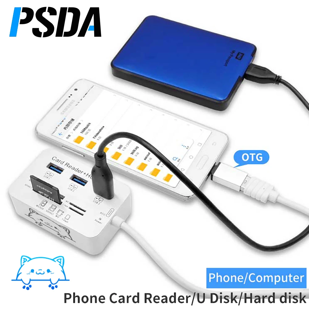 

7 in 1 USB Hub Card Reader Fast USB3.0 Or USB2.0 Expander SD TF Memory Card Adapter For U Disk PC Laptop Mouse Keyboard USB Hub