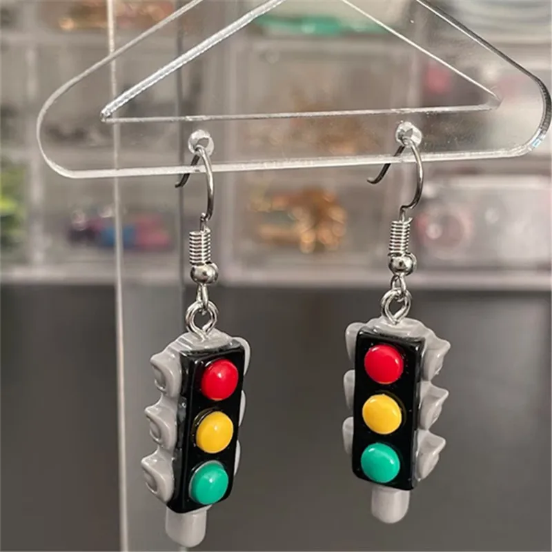 

Novel Traffic Light Resin Earrings Safety Traffic Creative Jewelry Set Bus Truck Driver Gift Car enthusiast Jewelry