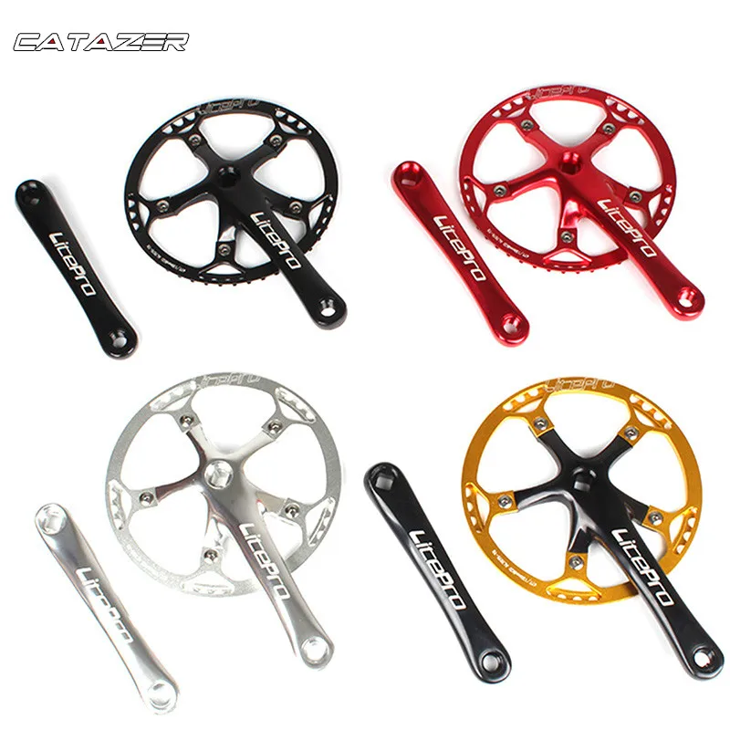 

Single Speed Crankset 45T-58T Chainring 170mm Crankarm 130 BCD Crank Set for Road MTB Bicycle Folding Bike Fixed Gear Crankset