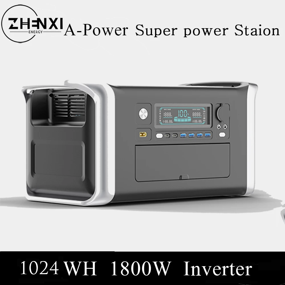 

Портативный генератор солнечной энергии ZHENXI Apower, 1800 Вт, инвертор, немодулированный синусоидальный сигнал, для походов, с более быстрой зарядкой аккумулятора