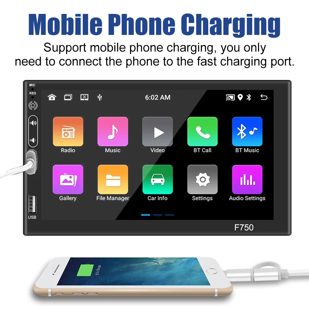 Автомобильный радиоприемник Android 11 GPS Bluetooth WIFI FM 7-дюймовый MP3 MP5 4-USB мультимедийный