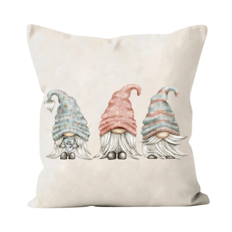 

H55A Cute Valentine Gnome Pillow Case Cushion Cover for Home Bedroom Office Bed Sofa