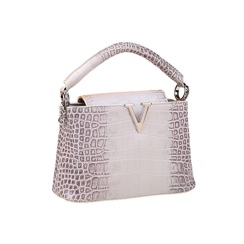 Женская сумка из натуральной кожи с крокодиловым узором женская маленькая через