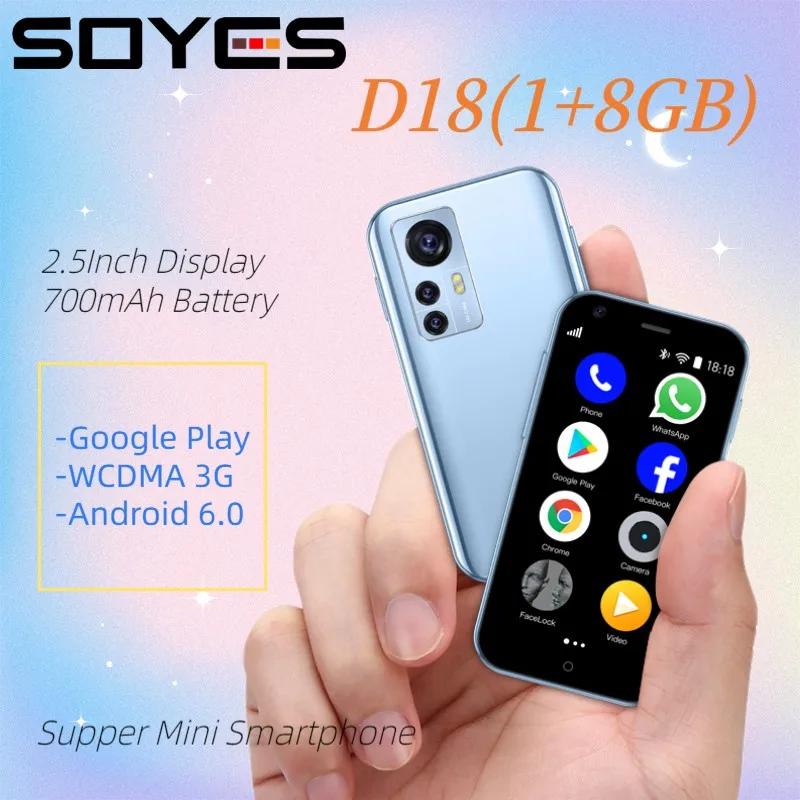 

SOYES D18 WCDMA 3G Супер Мини смартфон Android 6,0 четырехъядерный 1 ГБ 8 ГБ 2,5 дюймов мобильный сотовый телефон Google Play магазин Whatsapp Wifi